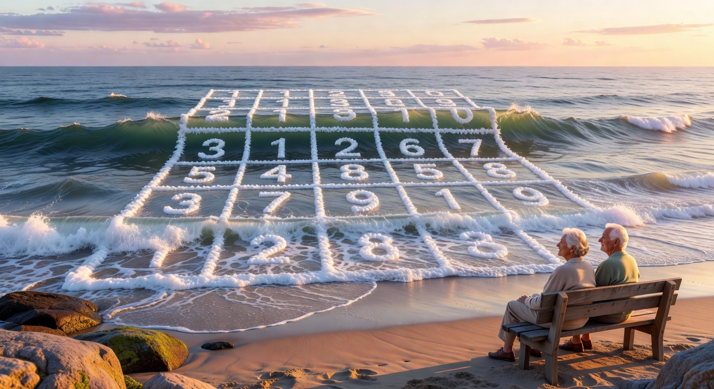 海の波と数独グリッド