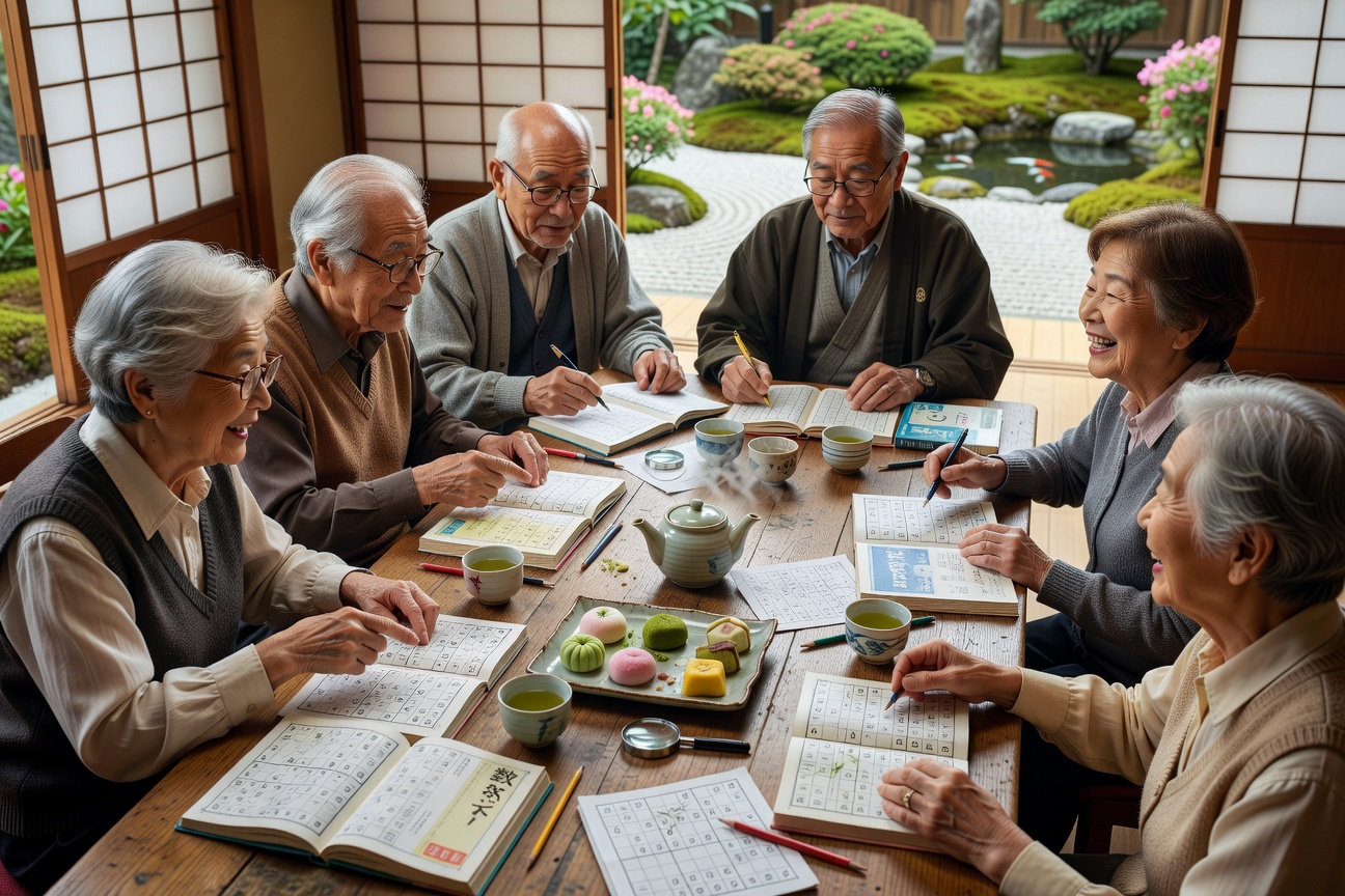 シニアグループが数独を楽しんでいます